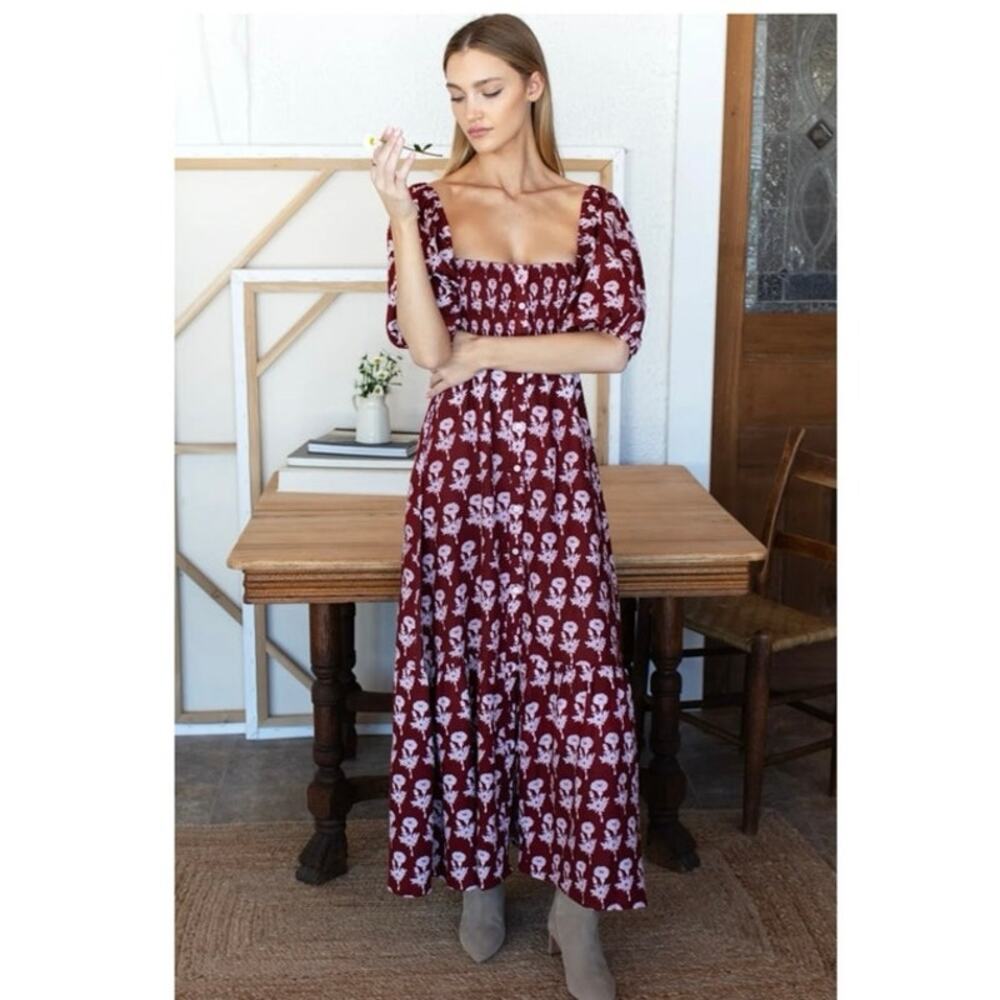 Emerson Fry x Love, Tómas Santiago 4 Maxi Dress – Pressed Marigolds Rouge